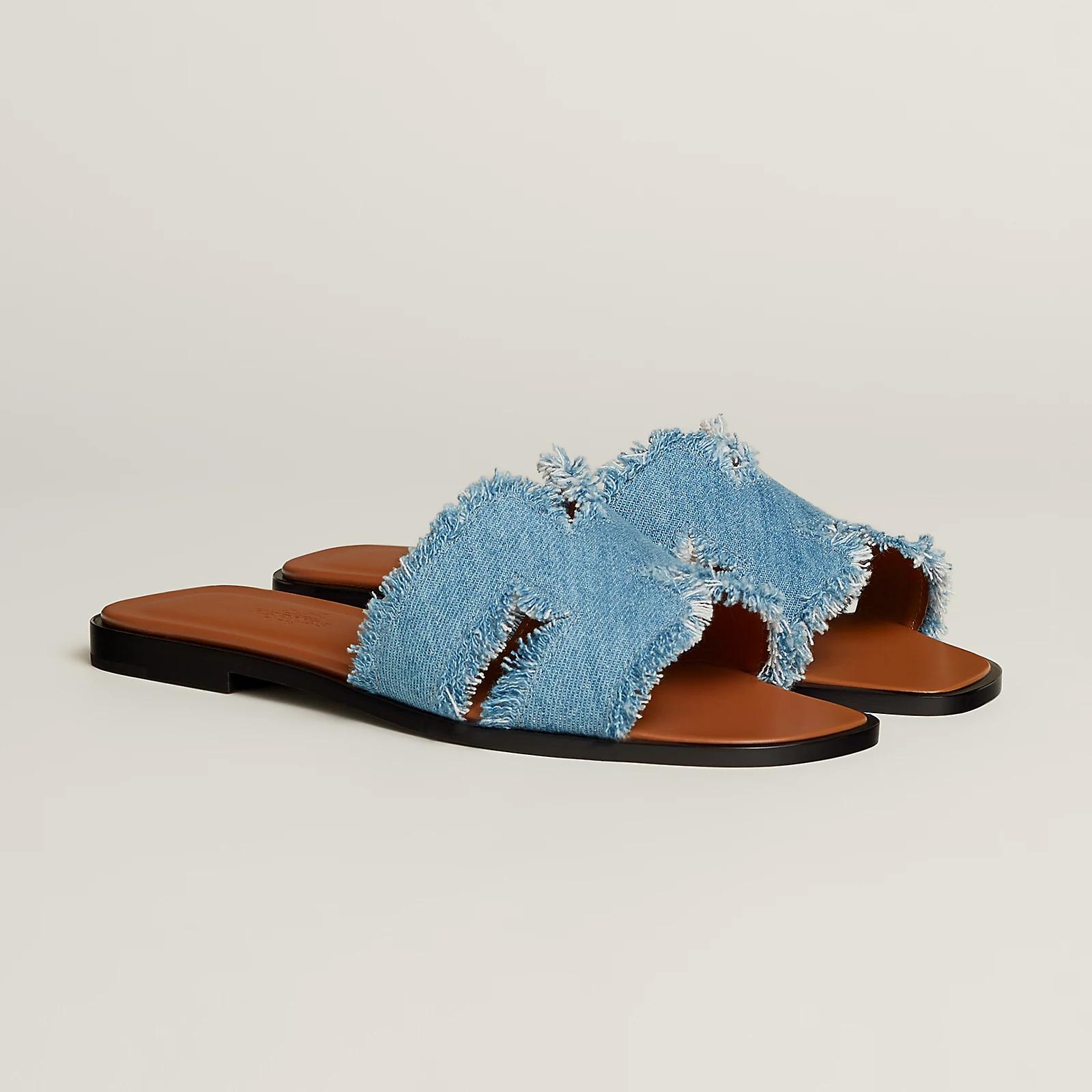 mules denim frange paire